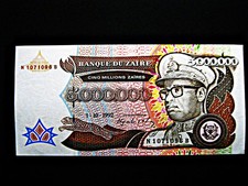 Zaire  5.000.000 Zaires  1992