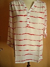 Dünne Bluse,Blusenshirt v.Gina Laura,Gr.38/40,Stoff,weiß/rot,3/4 Arm,Neu /F9