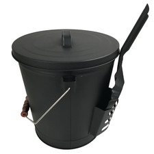 Ascheeimer BOSTON mit Deckel und Schaufel Kohleeimer Aschebehälter Kaminzubehör