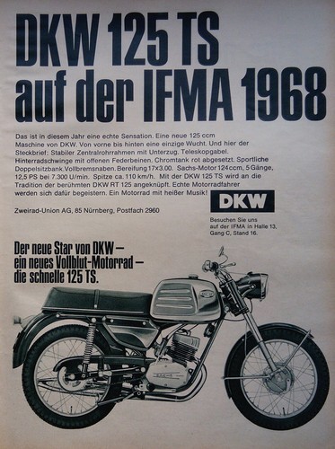 Dkw 125 originale werbung - 125, ts,