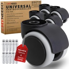 MYNEEED Universal Bürostuhl Rollen mit 10mm & 11mm Stifte - Hartbodenrollen