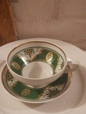 Weisswasser Sammeltasse  Grün-Gold Dekor