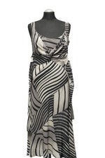 Escada A-Linie Kleid 38 grau gemustert Midi 100% Seide