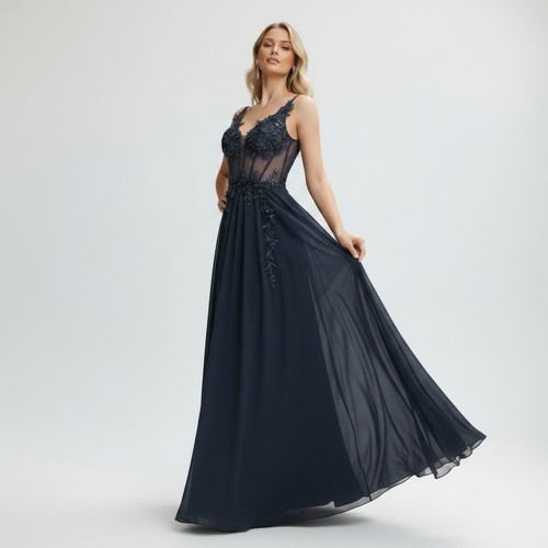 Luxus abendkleid dunkelblau - abendkleid,