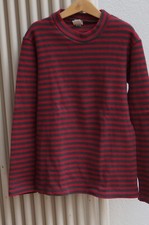 Storchenkinder Pulli Sweat-Shirt Öko 134/140 rot grau geringelt kleiner Stehkrag