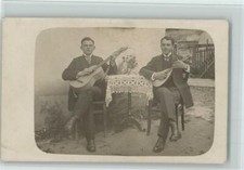 10538565 - Maenner mit Laute und Gitarre, gute Erhaltung Zupfinstrument 1916