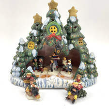 Weihnachtshaus mit Figuren Set | Keramik Krippe Winterdorf | Weihnachtsdeko VTG