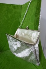 Vintage Handtasche Abendtasche Brauttasche Operntasche 60er silbern
