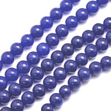 Jade  Kugeln Perlen rund blau dunkelblau 8mm 1 Strang Edelstein basteln Schmuck