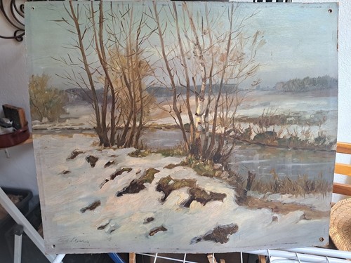 ölgemälde winter landschaft - winter,