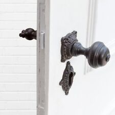 Türbeschlag mit Türklinke & Knauf, feststehend Porzellangriff | PZ | Eisen braun