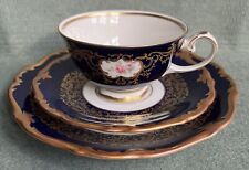 REICHENBACH BAROCK Gedeck Kaffeetasse PRUNKGEDECK Tasse KOBALT-BLAU GOLD Rose