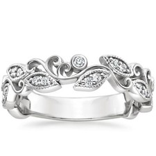 Solid 14K Weiss Gold Milgrain
