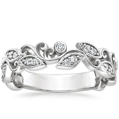 Solid 14k weiss gold milgrain - solid,