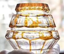 Art Deco Glas Vase Traubendekor geschliffen Böhmen oder Schlesien