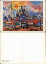 Künstlerkarte Gemälde: GERHARD STENGEL (geb. 1915) Aufbau von Smolensk 1970