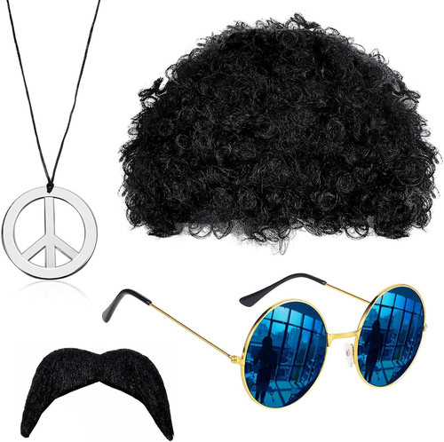 Hippie kostüm set mode afro - kostüm,