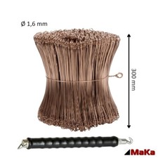 Drillapparat + 1000 Stück Drahtsackverschluss  verkupfert 300 x 1.6 mm Ösendraht