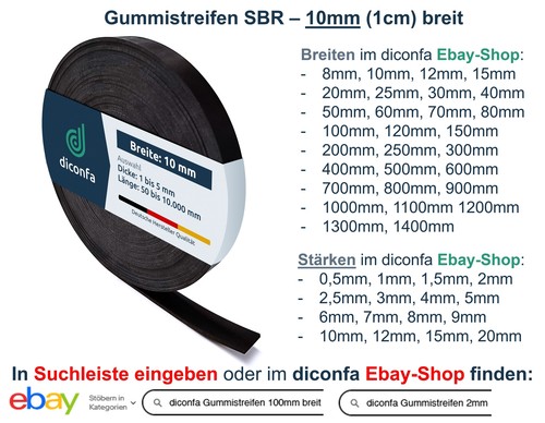 Gummistreifen 10mm 1cm breit - ,