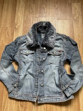 COOLE “ ESPRIT “ JEANS _JACKE  MIT  FELLKRAGEN - ZUM ABNEHMEN GR. S