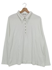 RABE Damen Poloshirt Langarm Polokragen 100% Baumwolle Weiß Gr. 44 L