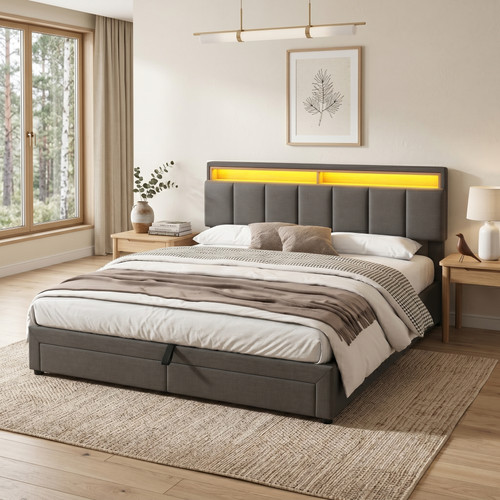 Polsterbett 180x200cm mit led - polsterbett,