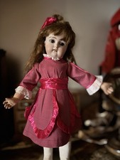Fuchsia AntiqueDoll Dress, Robe poupeé ancienne, Puppenkleid für antike puppe