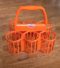 Vintage 70er Jahre Flaschenkorb * Bierträger * Flaschenträger orange Kunststoff