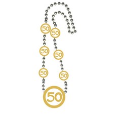 1 HALSKETTE GOLDENE HOCHZEIT 50. GEBURTSTAG DEKO PARTY KETTE GOLDHOCHZEIT 