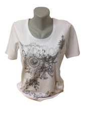 Damen Oberteil Shirt T-Shirt weiß mit tollem Motiv und Strass Gr. M von Lea H.