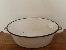 Antike Emaille Waschschüssel oval mit Seifenablage Deutschland vor 1945