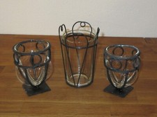 3 Stück Kerzen-/Teelichthalter aus Glas und Metall - ca. 7,3x9,3 u. 6,5/8,3x13cm
