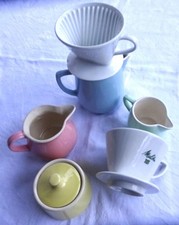 Melitta Minden Porzellan Konvolut, Kannen, Filter, Dosen, 7-teilig