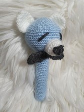 Rassel Teddy Bär Crochet Amigurumi Geschenk Baby Babyshower boy Geburt Taufe 