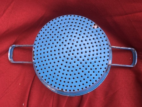 Emaille sieb blau weiß - emaille,