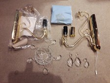 2 Stück Wandlampen goldfarben,  mit Fassung E14, max.  40 W,  - Vintage -