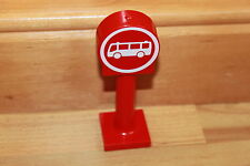 Lego Duplo Eisenbahn - Schild Sonderstein mit Ständer, Bus, Bushaltestelle Stein