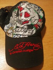 Ed Hardy by Christian Audigier Vintage Strass Totenkopf Baseball Cap Größe 58 cm