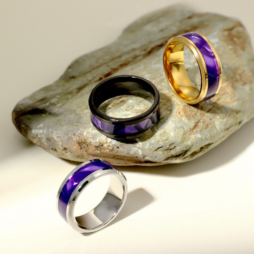 Edelstahl ring lila inlay gold - ring,