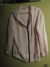 Dünne Sweatjacke mit Kapuze rosa Gr L 40/42 Länge ca 69cm Brustweite ca 57,5cm