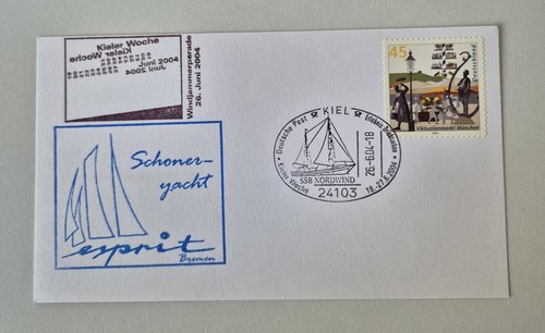 Postkarte mit schiffsstempel - mit,