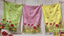 12 weiche Geschirrtücher Mikrofaser NEU 40x60 cm gross mit Blumen-Muster
