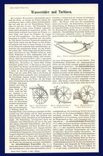 Artikel Wasserräder + Turbinen anno 1897 - erneuerbare Energie Turbine Wasserrad