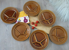 6 Fondueteller Käsefondue Antipasti cognacfarben Sarreguemines 60er 70er Vintage