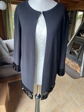 Strickjacke schwarz runde Glanz Pailetten M 38/40 Made in Italy Haken