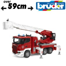 Bruder Toys 03590 Scania Feuerwehr Arbeitsleiter ausziehbar drehbar + Schlauch 1:16