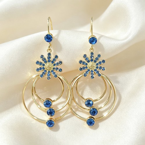 Goldene ohrringe mit blauen - ohrringe,