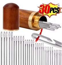 30 Stück Näh- und Perlen-Nadeln – mit Holz-Aufbewahrungszylinder