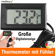 LCD Thermometer Digital Temperaturanzeige Messgerät Temperatur mit Fühler Einbau