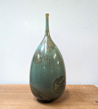 ANGELIKA & GERD PANTEN HOHE VASE 30CM STUDIOKERAMIK GRÜNE KRISTALLGLASUR